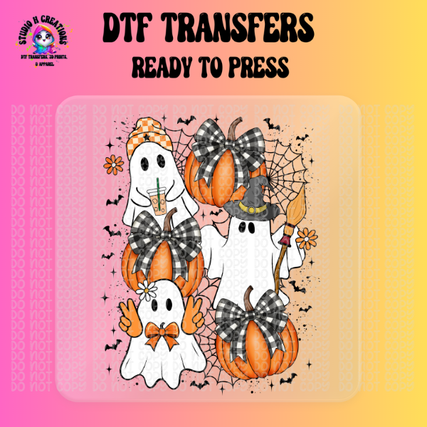 Ghost and Pumpkins Coquette Halloween DTF Transfer 95