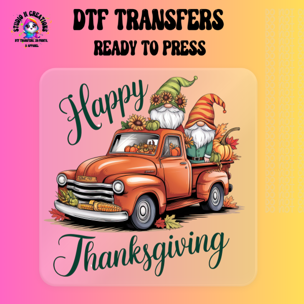 Gnomes Truck Happy Thanksgiving DTF Transfer 109