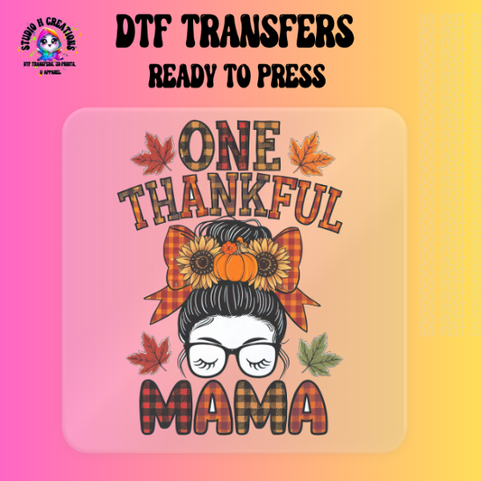 One Thankful Mama Thanksgiving DTF Transfer 112