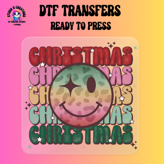 Smiley Face Christmas DTF Transfer Ready to Press 139