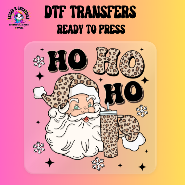 Santa Ho, Ho, Ho Leopard Print DTF Transfer Ready to Press 141