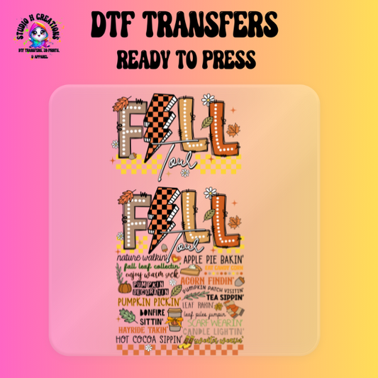 Fall Tour Front and Back DTF Transfer Ready to Press 146