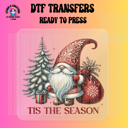 Tis the Season Gnome Christmas DTF Transfer 80