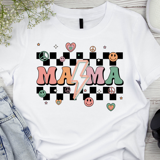 Smiley Face Mama with Checker Pattern Transfer 50