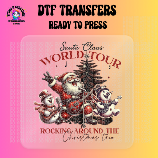 Santa Claus World Tour Rocking Christmas Tree DTF Transfer 81