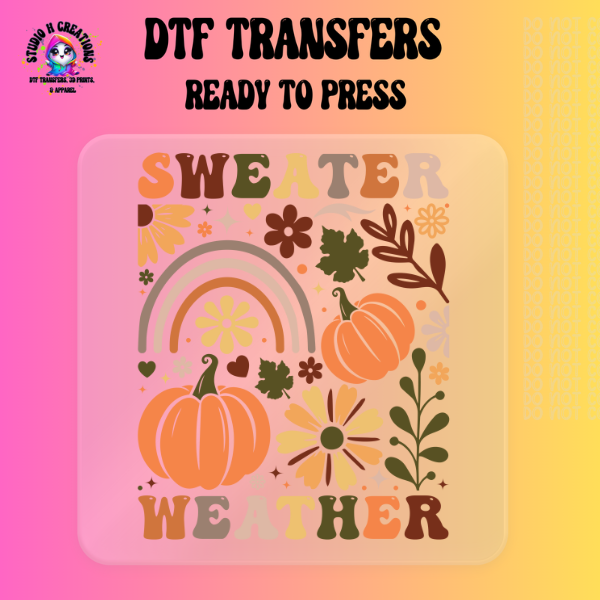 Sweater Weather Pumpkin Holiday DTF Transfer 102