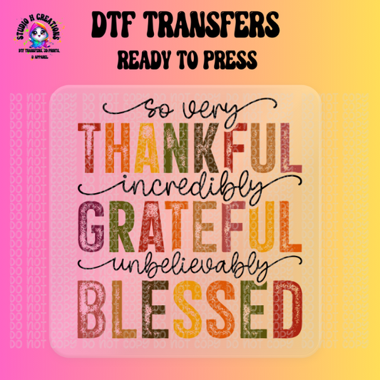 So Very Thankful, Grateful and Blessed DTF Transfer 89