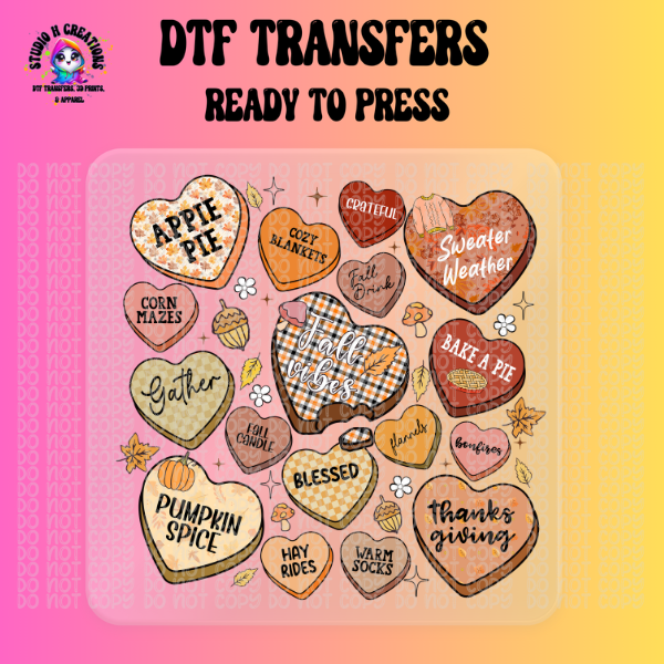 Fall Candy Hearts DTF Transfer 90