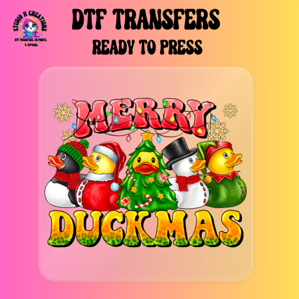 Merry DuckMas Rubber Duckies DTF Transfer Ready to Press 126