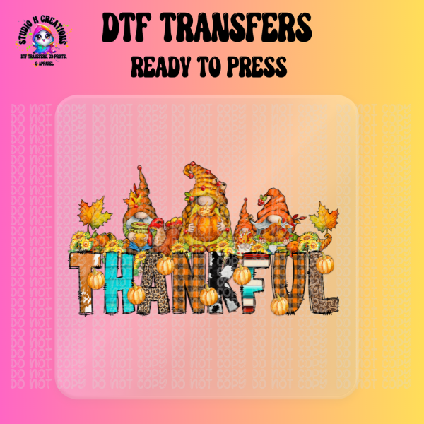 Gnomes Thankful Fall DTF Transfer 92