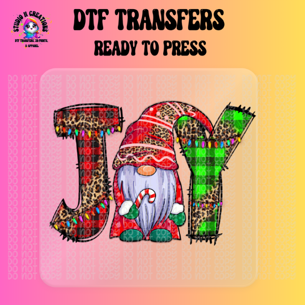 Gnomes JOY Christmas Lights DTF Transfer 93